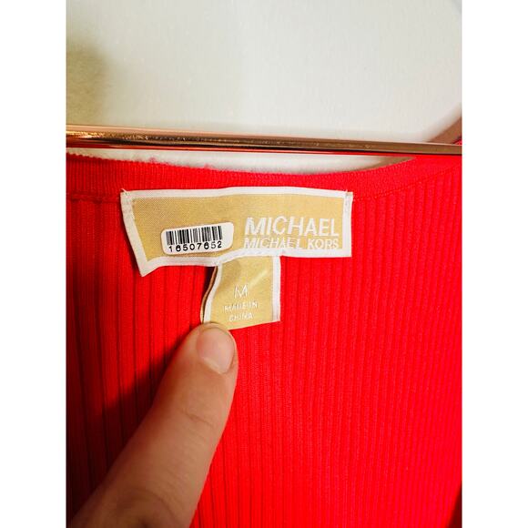 MICHAEL KORS Red Ribbed Sleeveless Tank Long Maxi Style Dress Size Medium - Picture 12 of 14